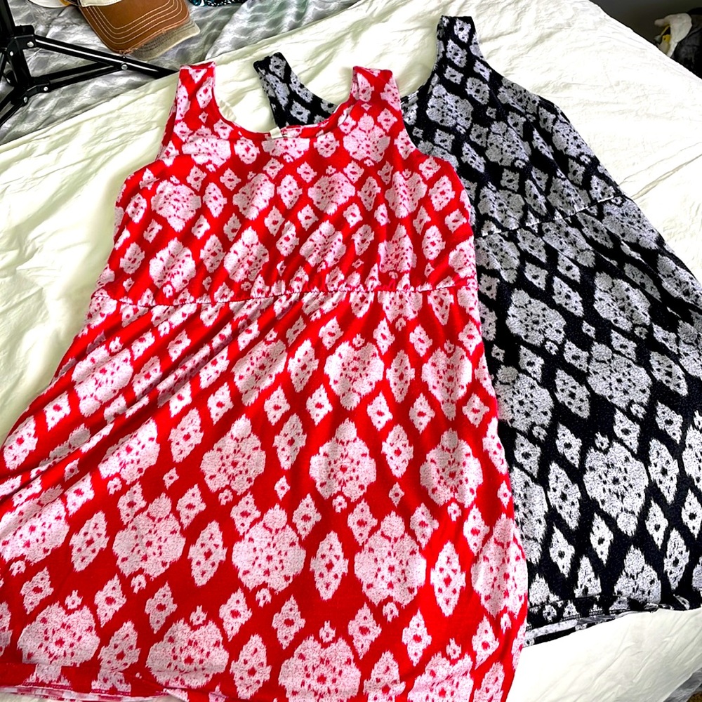 2 for 1! Sonoma Tank Style dresses with pockets! Black and Red - XL